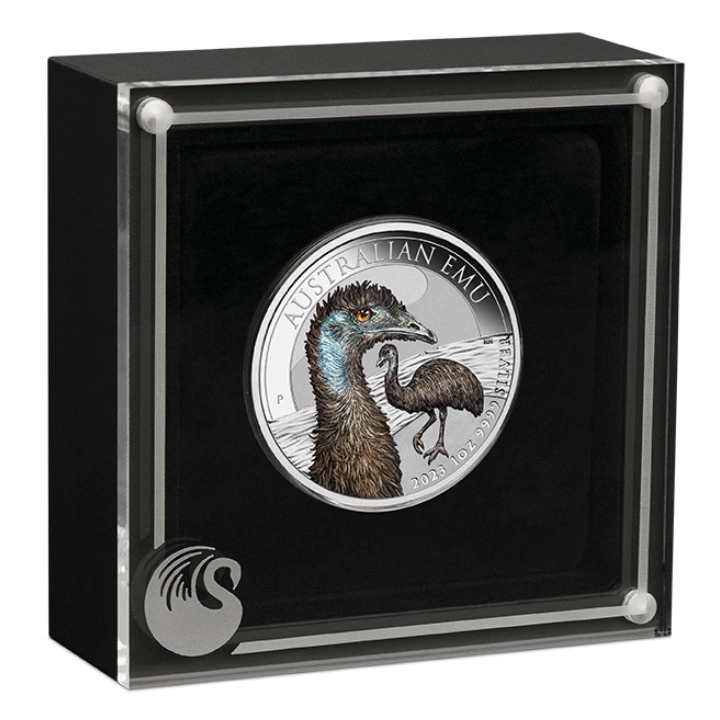 Australijski Emu kolorowany 1 uncja Srebra 2023