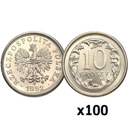 Narodowy Bank Polski: 10 groszy Worek Menniczy (100 sztuk) - Różne Roczniki