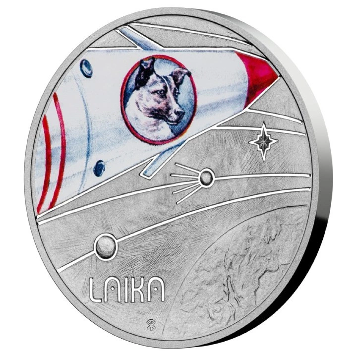 Niue: The Milky Way - The First Animal in Orbit kolorowany $1 Srebro 2022 Proof