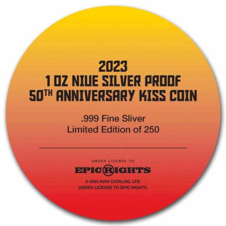 Niue: KISS 50th Anniversary kolorowany 1 uncja Srebra 2023 Proof