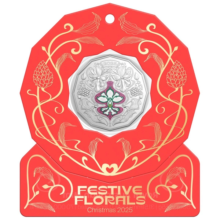 Christmas Decoration - Festive Floral kolorowany 50c Miedzionikiel 2026