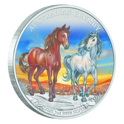 Australijski Dziki Koń - Brumby kolorowany 1 uncja Srebra 2025