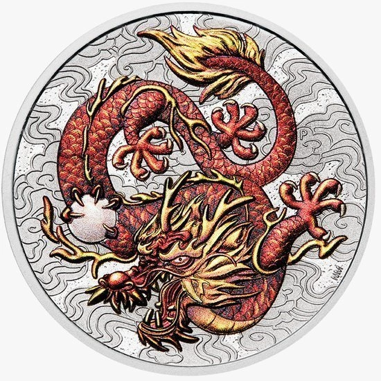 Chinese Myths and Legends: Dragon kolorowany (wersja z monetą w karcie) 1 uncja Srebra 2021