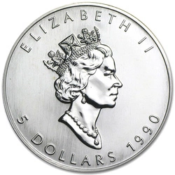 Kanadyjski Liść Klonowy 1 uncja Srebra 1990