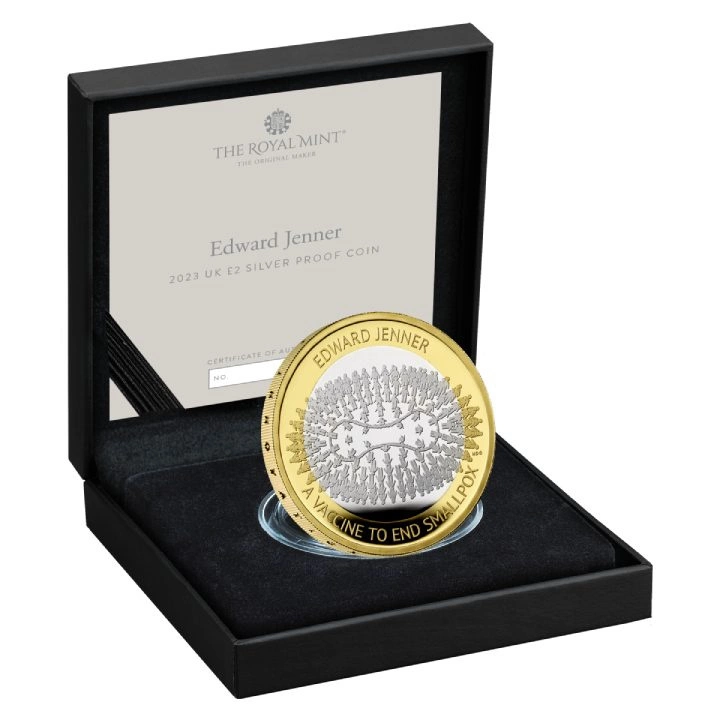 Edward Jenner £2 pozłacany Srebro 2023 Proof