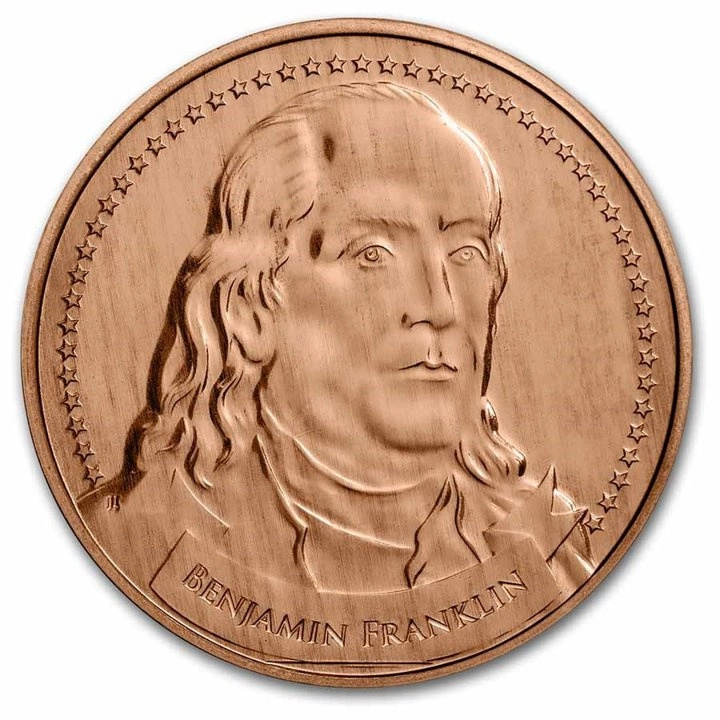 Founders of Liberty: Benjamin Franklin - Free Speech 1 uncja Miedzi 2022 Slab