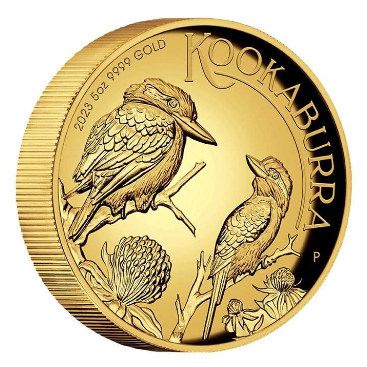 Kookaburra 5 uncji Złota 2023 Proof High Relief