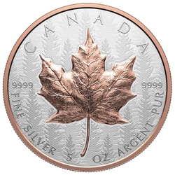Kanadyjski Liść Klonowy “Silver Maple Leaf” pozłacany 5 uncji Srebra 2025 Reverse Proof Ultra High Relief