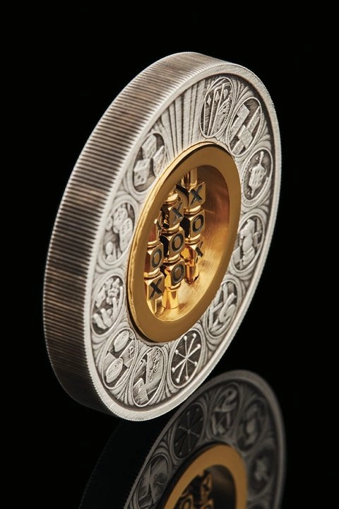 Tuvalu: Tic-Tac-Toe 2 uncje Srebra 2022 Antiqued Insert Macro Mood