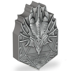 Niue: Dungeons & Dragons 50th Anniversary - Red Dragon D20 2 uncje Srebra 2024 Antiqued Coin