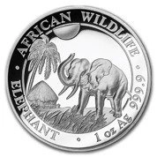 African Wildlife: Słoń 1 uncja Srebra 2017