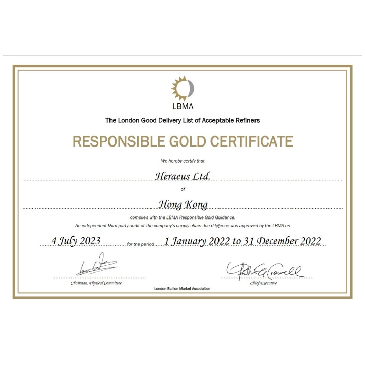 Sztabka Heraeus 1000 gramów Srebra LBMA GD Refiner