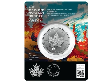 Kanadyjski Liść Klonowy Treasured 1 uncja Srebra 2025 Wolf Privy Mark 