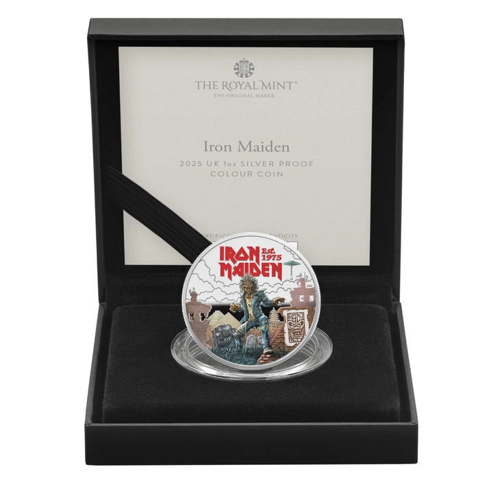 Iron Maiden kolorowany 1 uncja Srebra 2025 Proof