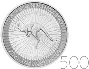 Australijski Kangur 1 uncja Srebra PAKIET 500 SZTUK 2021