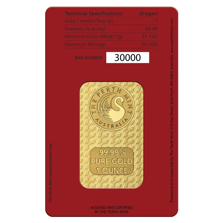 Sztabka The Perth Mint: Lunar - Rok Smoka 1 uncja Złota LBMA GD Refiner