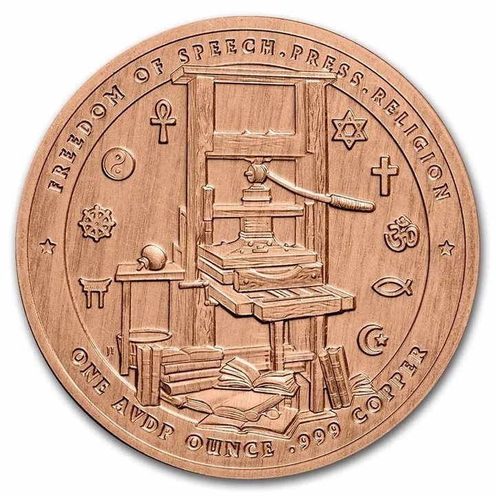 Founders of Liberty: Benjamin Franklin - Free Speech 1 uncja Miedzi 2022 Slab