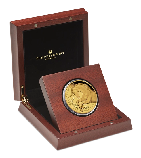 Mityczne Istoty: Jednorożec 5 uncji Złota 2021 Proof