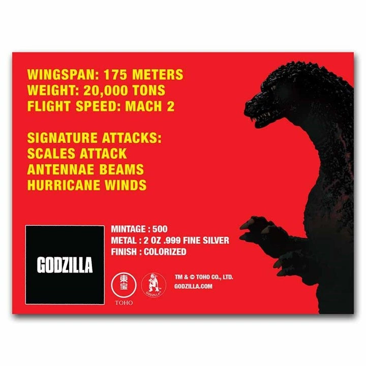 Niue: Godzilla vs Monsters - Mothra kolorowana 2 uncje Srebra 2023