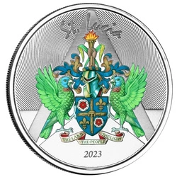 St. Lucia - Coat of Arms kolorowany 1 uncja Srebra 2023 Proof