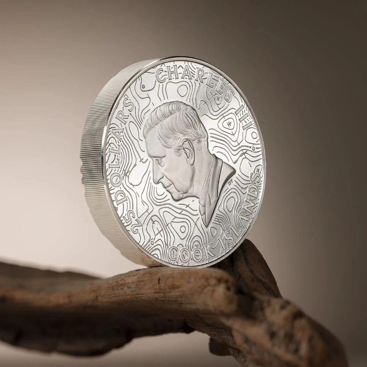 Cook Islands: Topography – Yellowstone kolorowany 5 uncji Srebra 2025 Proof