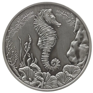 Samoa: Seahorse 1 uncja Srebra 2025 Antiqued Coin