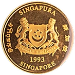 Singapurski Lew: Zestaw 5 monet 1,9 uncji Złota 1993