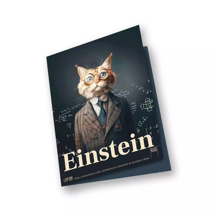 Sztabka The Holy Land Mint - Human Cats - Einstein kolorowana 1 uncja Srebra 2025