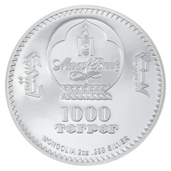Mongolia: Peter Carl Fabergé – Tsarevich Egg kolorowany 2 uncje Srebra 2023 Proof High Relief