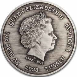 Tuvalu: Black Flag - The Fancy 1 uncja Srebra 2023 Antiqued Coin