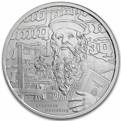 Niue: Icons of Inspiration - Johannes Gutenberg 1 uncja Srebra 2024