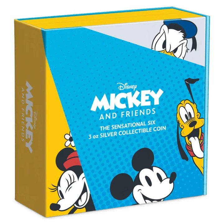 Niue: Disney Mickey & Friends -The Sensational Six kolorowany 3 uncje Srebra 2023 Proof