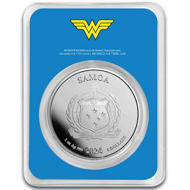 Samoa: DC Comics - Wonder Woman kolorowana 1 uncja Srebra 2024 Slab