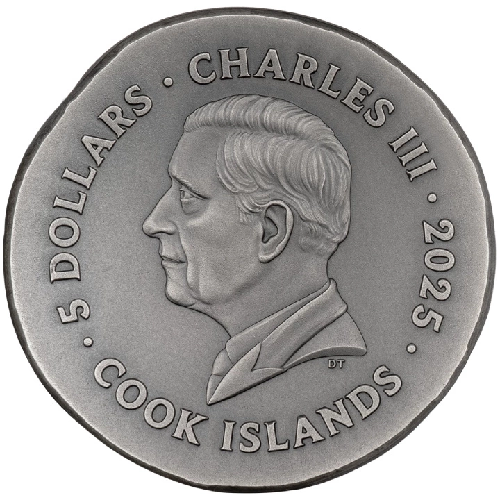 Cook Islands: Leon 1 uncja Srebra 2025 Antiqued Coin