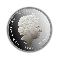 Tracz nowozelandzki kolorowany 2 uncje Srebra 2021 Proof