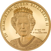 Cook Islands: In Memoriam Queen Elizabeth II 0,5 grama Złota 2022 Proof