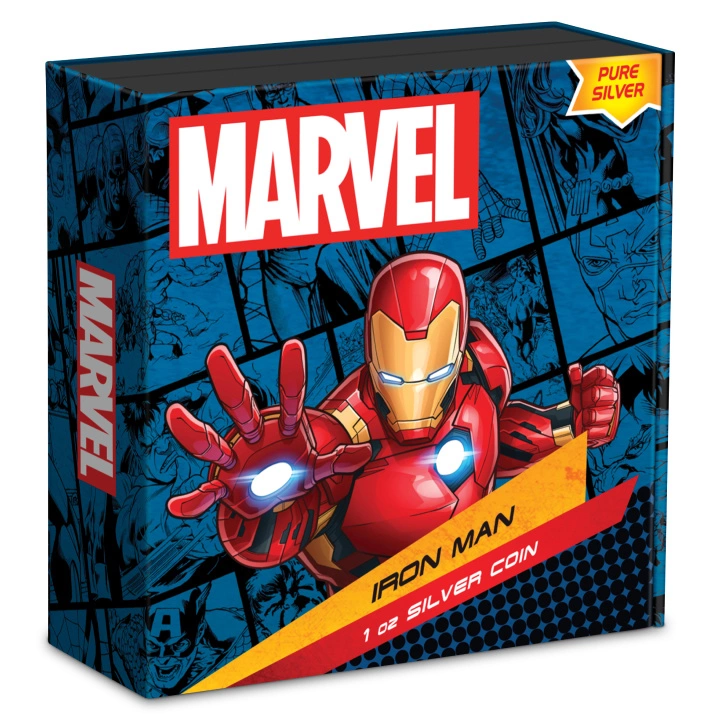 Niue: Marvel - Iron Man kolorowany 1 uncja Srebra 2024 Proof
