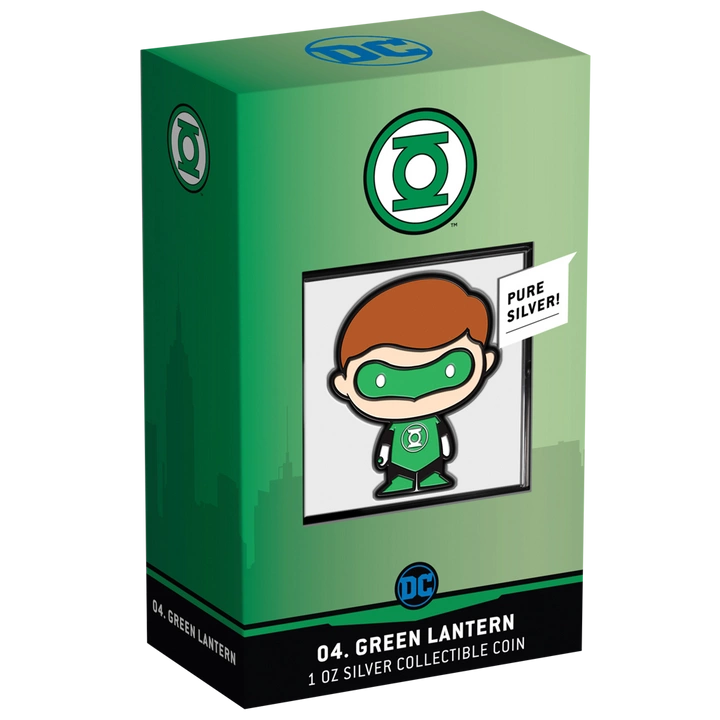 Niue: DC Comics - Green Lantern Chibi Coin kolorowany 1 uncja Srebra 2020 Proof