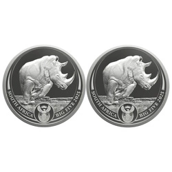 Big Five: Zestaw Rhino 2 x 1 uncja Srebra 2025 Proof Doublecap