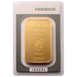 Sztabka Złota 100 g Heraeus 