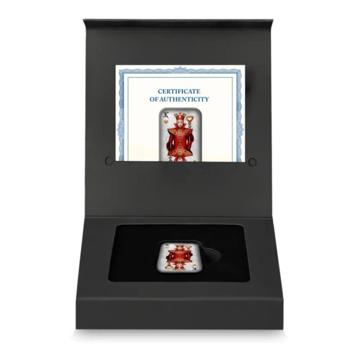 Sztabka Asturmint: Poker Cards - King of Hearts kolorowany 2 uncje Srebra 2024 Antique Finish