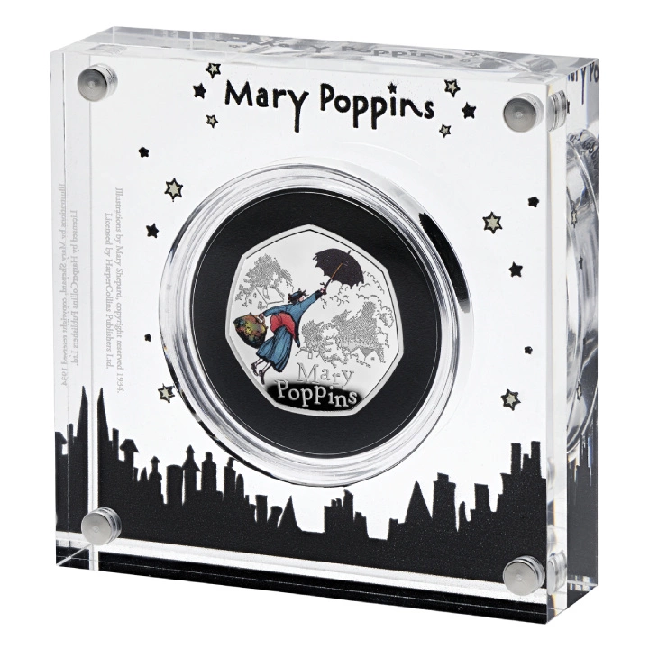 Mary Poppins kolorowana 50p Srebro 2025 Proof