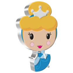 Niue: Disney - Cinderella Chibi Coin kolorowany 1 uncja Srebra 2021 Proof