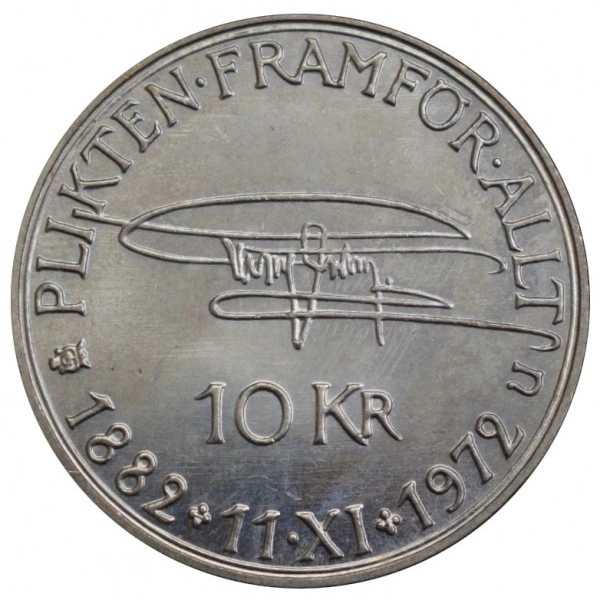 Szwecja, 90. rocznica urodzin Gustawa VI Adolfa 10 Koron 1972