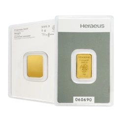 Sztabka Heraeus 5 gramów Złota LBMA GD Refiner