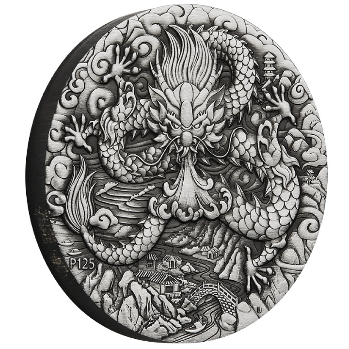 Perth Mint: Lunar III - Rok Smoka 2 uncje Srebra 2024 Antiqued Coin