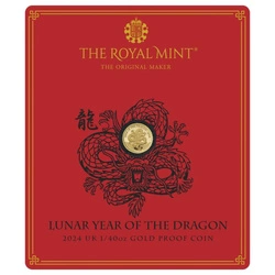 Royal Mint Lunar: Rok Smoka 1/40 uncji Złota 2024 Proof