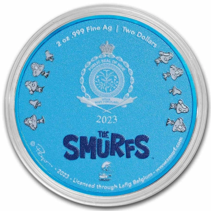 Niue: Smerfy - 65. rocznica kolorowany 2 uncje Srebra 2023 Proof High Relief