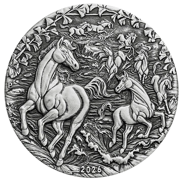 Perth Mint: Lunar III - Rok Konia 2 uncje Srebra 2026 Antiqued Coin