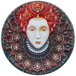 Niue: Women - Elizabeth I kolorowana $5 Srebro 2022 High Relief Antiqued Coin